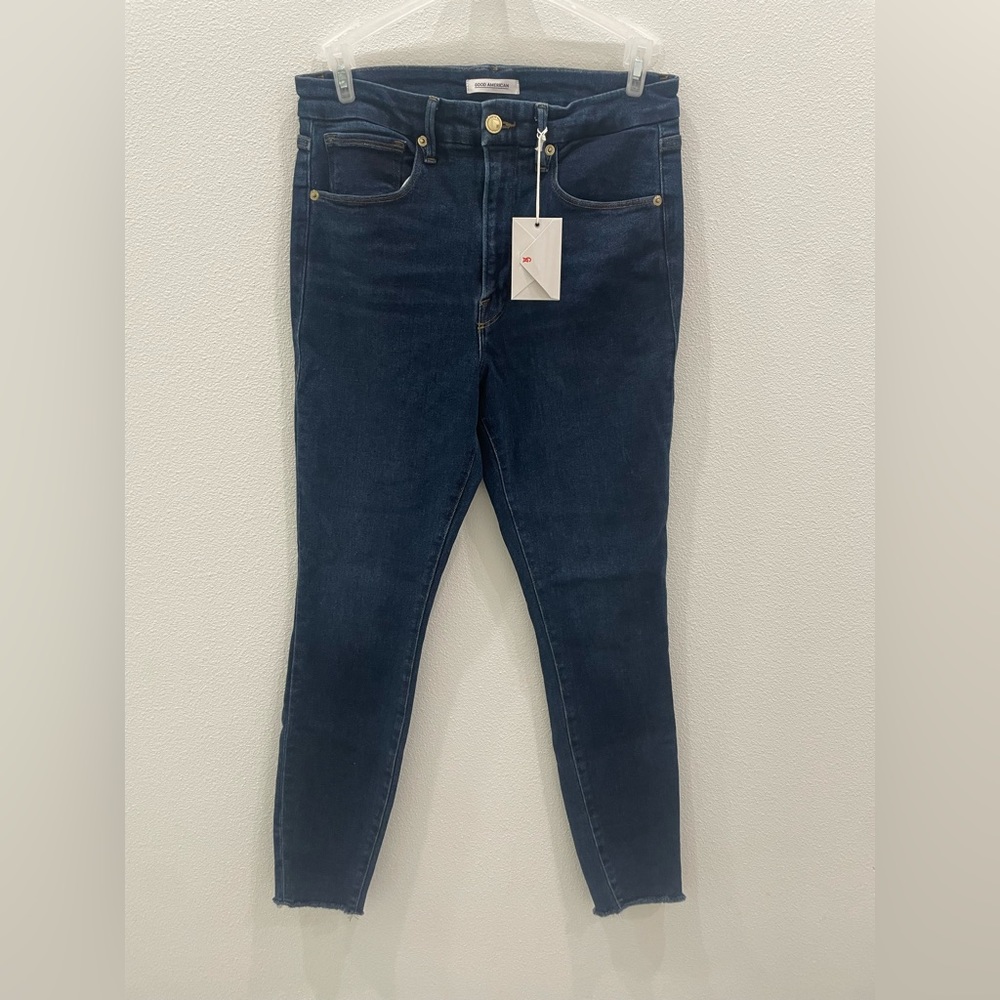 NWT Good American Good waist frayed hem skinny Jeans size 12/31